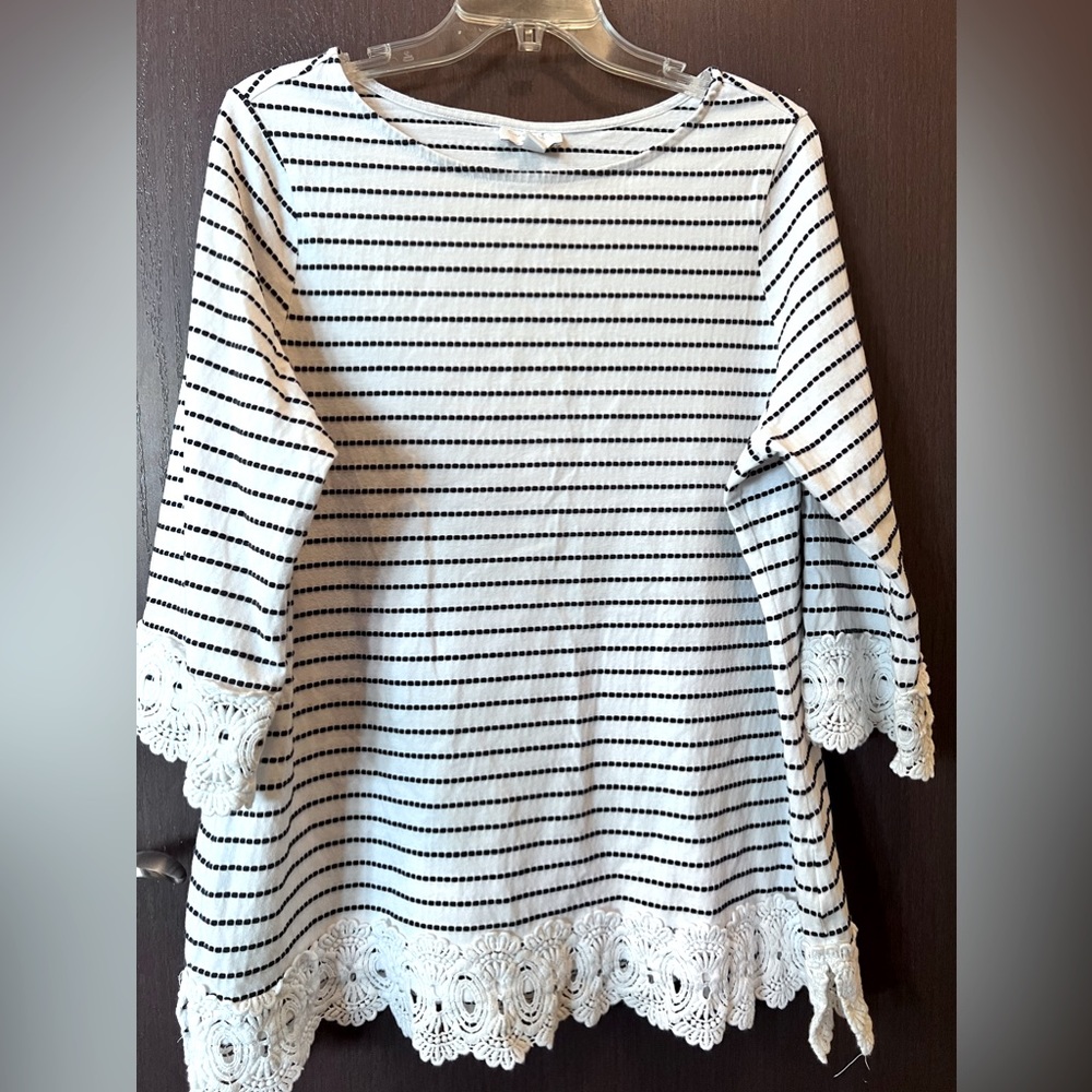 Charter Club Tee with Lace Trim